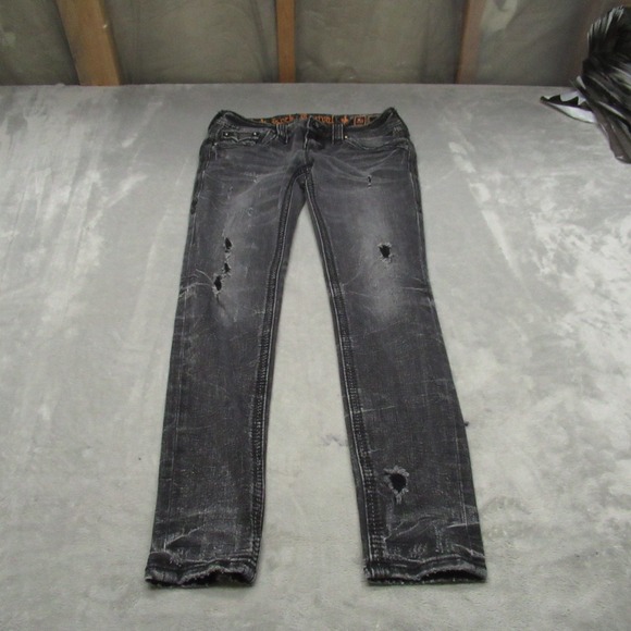 Rock Revival Denim - Rock Revival Jeans Womens 26x29 Black Celinda Distressed Skinny Whisker Fade